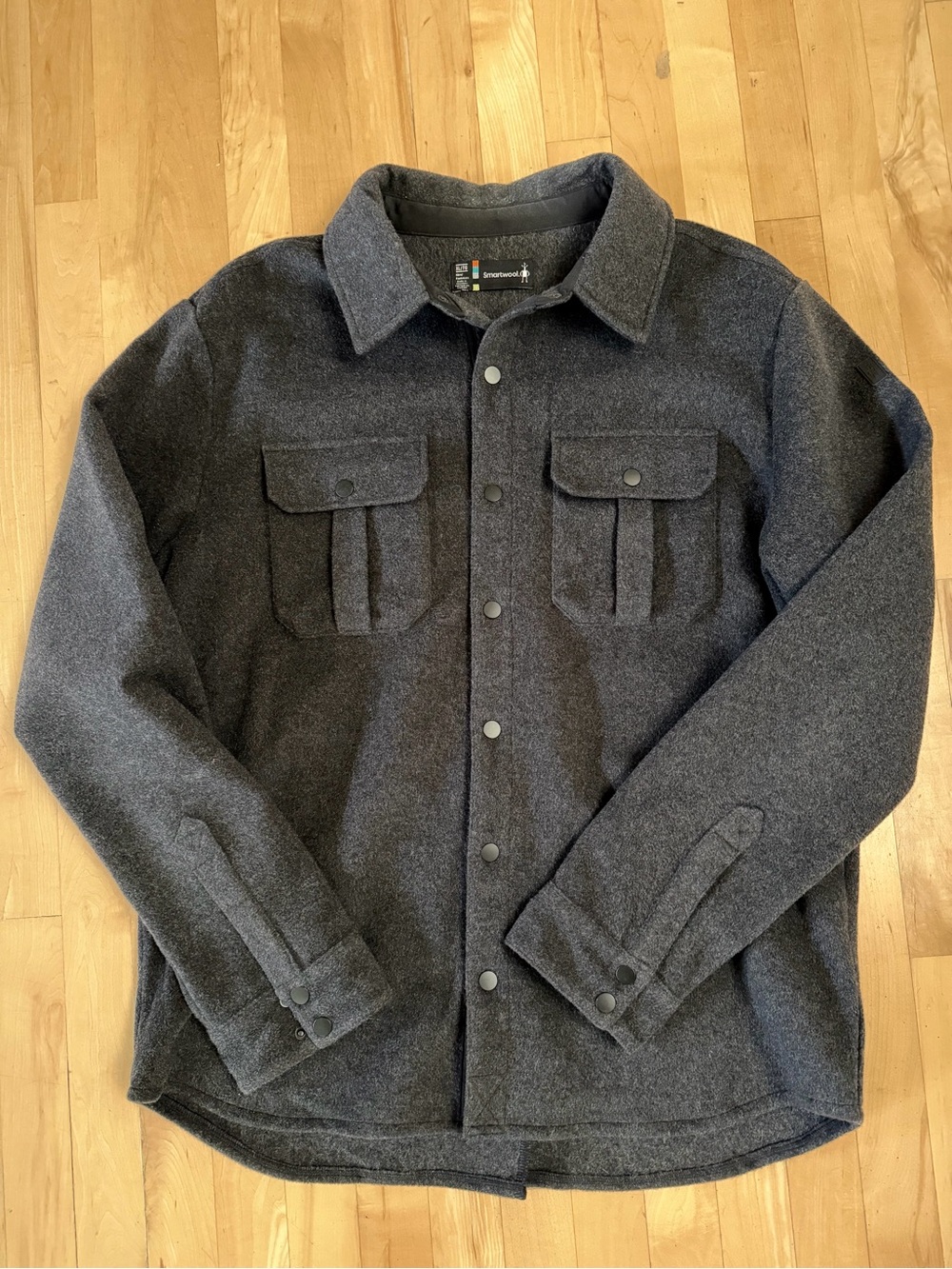 Smartwool Men's Anchor Line Dark Gray Wool Shacket with Chest Pockets